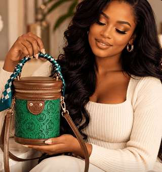 Emerald Elegance Mini Crossbody Handbag – Green & Brown - DesignedBy The Boss