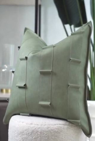 Emerald Green Leather Decorative Pillow 22"X22" (Set Of 2) - DesignedBy The Boss