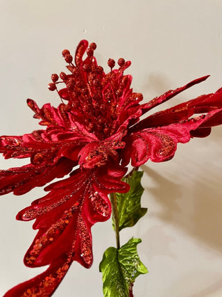 Extra Large Velvet Poinsettia Stem 26"Tall - DesignedBy The Boss