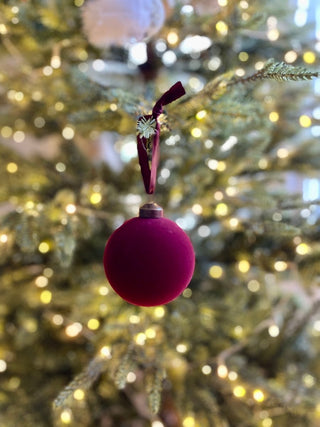 Flocked Velvet Glass Ball Ornaments Set Of 4 - Christmas Decor - DesignedBy The Boss