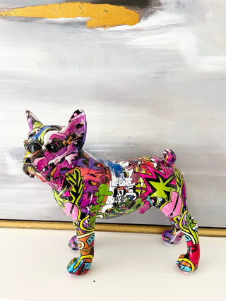 French Bulldog Graffiti Painted Statue - Resin Dog Home Decor - Sculpture - DesignedBy The Boss
