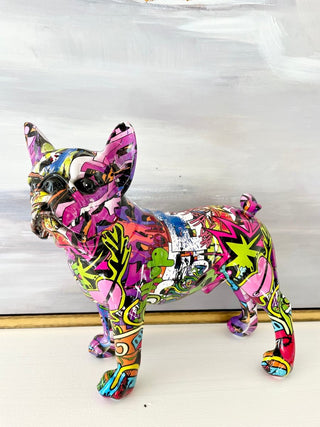 French Bulldog Graffiti Painted Statue - Resin Dog Home Decor - Sculpture - DesignedBy The Boss