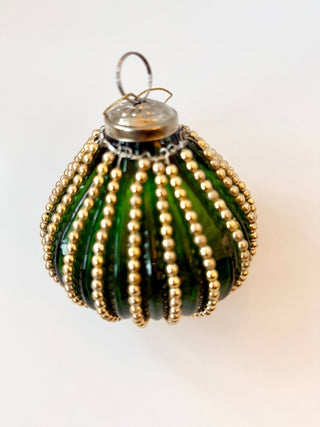 Glass Embellish Ornament With Gold Pearl 4" - DesignedBy The Boss