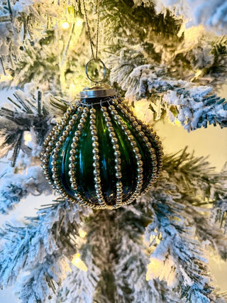 Glass Embellish Ornament With Gold Pearl 4" - DesignedBy The Boss