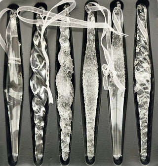 Glass Icicle Hanging Ornaments Pack Of 6 - Holiday Decor - DesignedBy The Boss