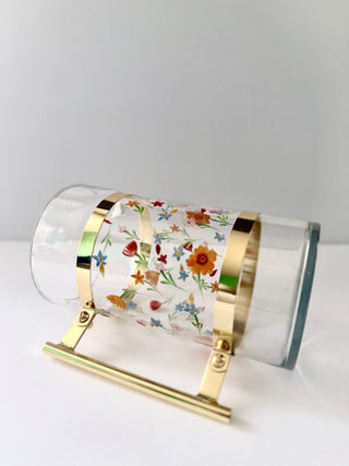 Glass Pitcher with Gold Rim – Adorned with Stunning Floral Motifs – Tableware - DesignedBy The Boss