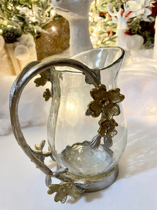 Glass Pitcher With Metal Flower Details - DesignedBy The Boss