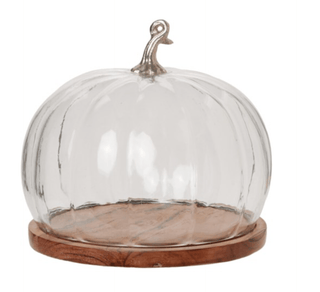 Glass Pumpkin Cloche with Wood Pedestal - Cheeseboard - DesignedBy The Boss