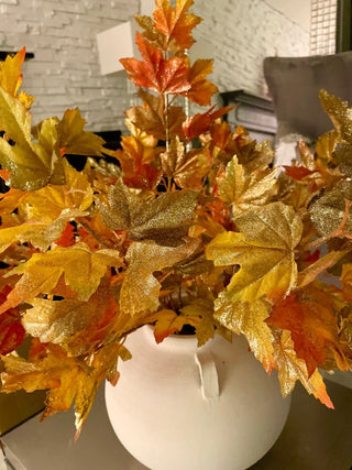 Glittered Artificial Maple Leaf Stem Fall Decor - DesignedBy The Boss