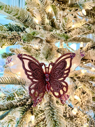 Glittered Butterfly Clip Christmas Ornament - DesignedBy The Boss