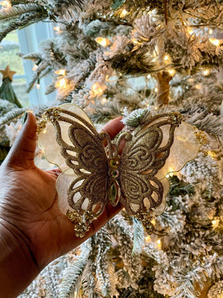 Glittered Butterfly Clip Christmas Ornament - DesignedBy The Boss