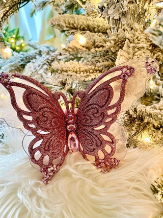 Glittered Butterfly Clip Christmas Ornament - DesignedBy The Boss