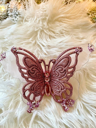 Glittered Butterfly Clip Christmas Ornament - DesignedBy The Boss