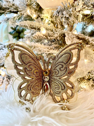 Glittered Butterfly Clip Christmas Ornament - DesignedBy The Boss