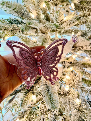 Glittered Butterfly Clip Christmas Ornament - DesignedBy The Boss