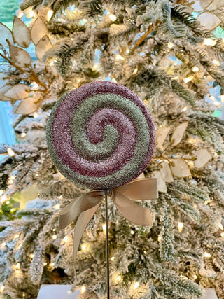 Glittered Lollipop Christmas Tree Pick With Bow - DesignedBy The Boss