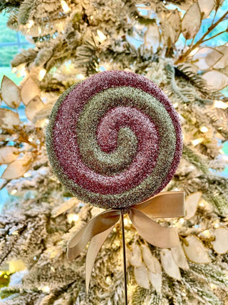 Glittered Lollipop Christmas Tree Pick With Bow - DesignedBy The Boss