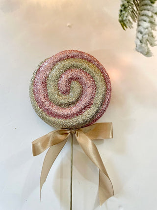 Glittered Lollipop Christmas Tree Pick With Bow - DesignedBy The Boss