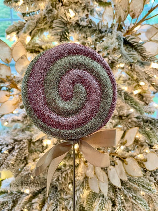 Glittered Lollipop Christmas Tree Pick With Bow - DesignedBy The Boss