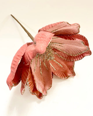 Glittered Magnolia Flowers Christmas Poinsettia Ornaments Picks - DesignedBy The Boss