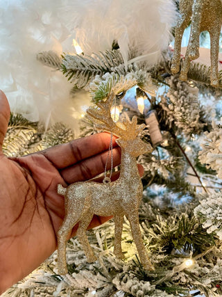 Glittered Small Reindeer Ornaments For Christmas Tree - Sculpture - DesignedBy The Boss