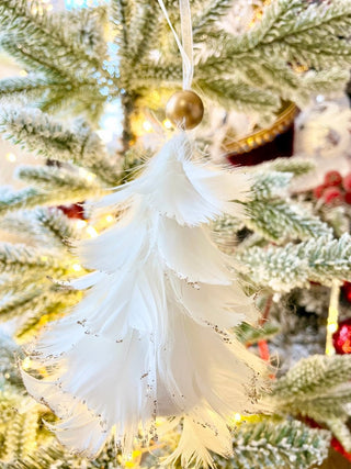 Glittering White Feather Ornament For Christmas Tree - DesignedBy The Boss