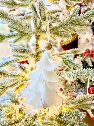 Glittering White Feather Ornament For Christmas Tree - DesignedBy The Boss