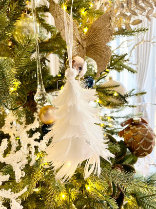 Glittering White Feather Ornament For Christmas Tree - DesignedBy The Boss