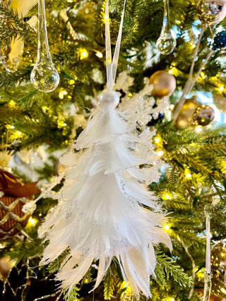 Glittering White Feather Ornament For Christmas Tree - DesignedBy The Boss