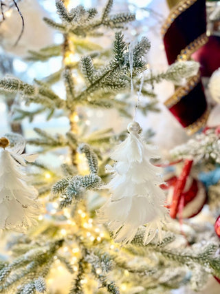 Glittering White Feather Ornament For Christmas Tree - DesignedBy The Boss