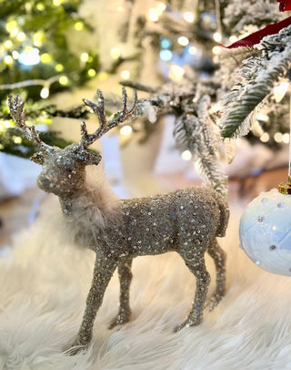 Gold Beaded Sequin Standing Deer Sculpture - Holliday Decor - DesignedBy The Boss