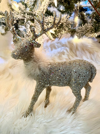 Gold Beaded Sequin Standing Deer Sculpture - Holliday Decor - DesignedBy The Boss