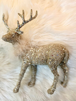 Gold Beaded Sequin Standing Deer Sculpture - Holliday Decor - DesignedBy The Boss