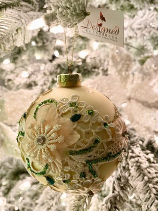 Gold Floral Glass Christmas Ball Ornaments, Set of 6 - DesignedBy The Boss