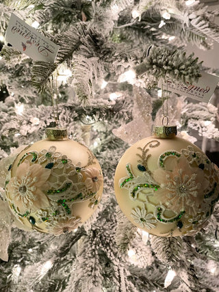 Gold Floral Glass Christmas Ball Ornaments, Set of 6 - DesignedBy The Boss