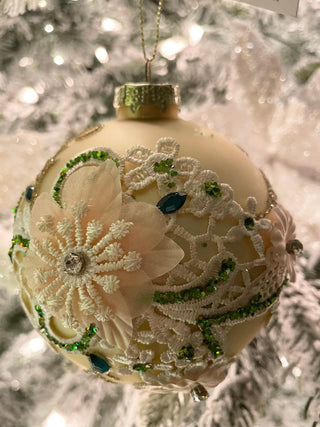 Gold Floral Glass Christmas Ball Ornaments, Set of 6 - DesignedBy The Boss