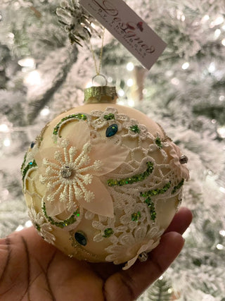 Gold Floral Glass Christmas Ball Ornaments, Set of 6 - DesignedBy The Boss