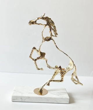 Gold Galloping Horse Sculpture Statue With Marble Base By Designed By The Boss - DesignedBy The Boss