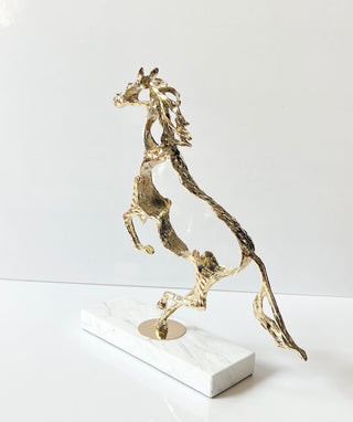 Gold Galloping Horse Sculpture Statue With Marble Base By Designed By The Boss - DesignedBy The Boss