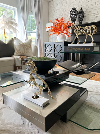 Gold Galloping Horse Sculpture Statue With Marble Base By Designed By The Boss - DesignedBy The Boss