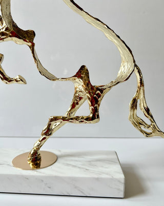 Gold Galloping Horse Sculpture Statue With Marble Base By Designed By The Boss - DesignedBy The Boss