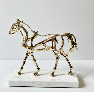 Gold Horse Sculpture Statue With Marble Base By designed By The Boss - DesignedBy The Boss