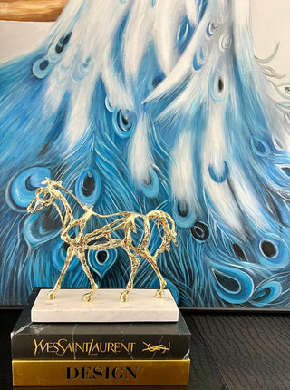 Gold Horse Sculpture Statue With Marble Base By designed By The Boss - DesignedBy The Boss