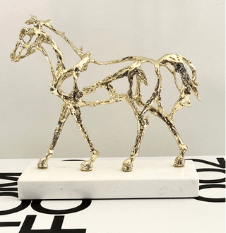 Gold Horse Sculpture Statue With Marble Base By designed By The Boss - DesignedBy The Boss