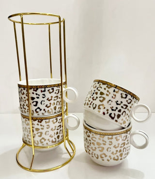 Gold Leopard Print Coffee Mugs (Set of 4 Mugs) - DesignedBy The Boss