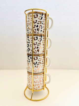 Gold Leopard Print Expresso Cups (Set of 4 Cups) - DesignedBy The Boss
