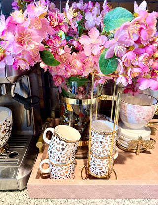Gold Leopard Print Expresso Cups (Set of 4 Cups) - DesignedBy The Boss