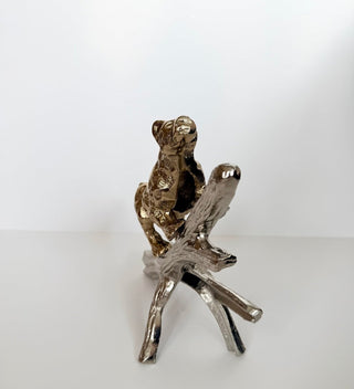Gold Leopard Statue on A Silver Branch - DesignedBy The Boss