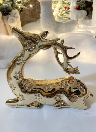 Gold Seating Deer Figure - Christmas Decor - DesignedBy The Boss