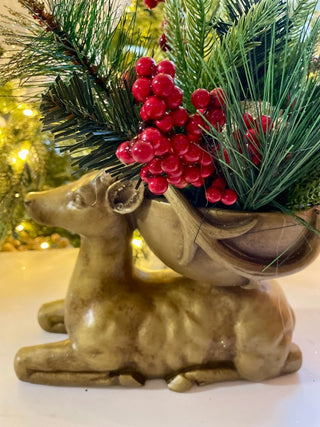 Gold Seating Reindeer - Holiday Decor - DesignedBy The Boss